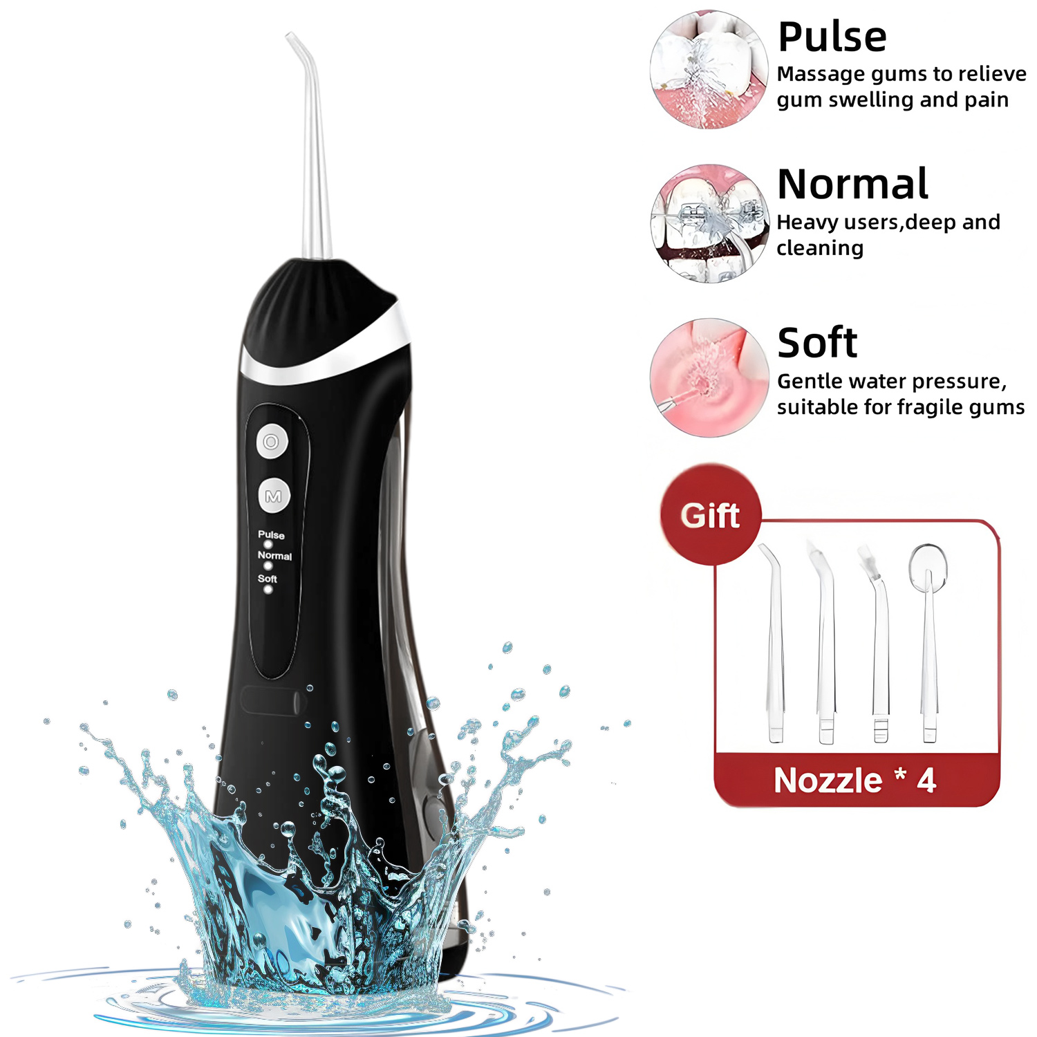 Water Flosser Cordless - Irigator Oral Gigi, Pembersih Gigi dengan
