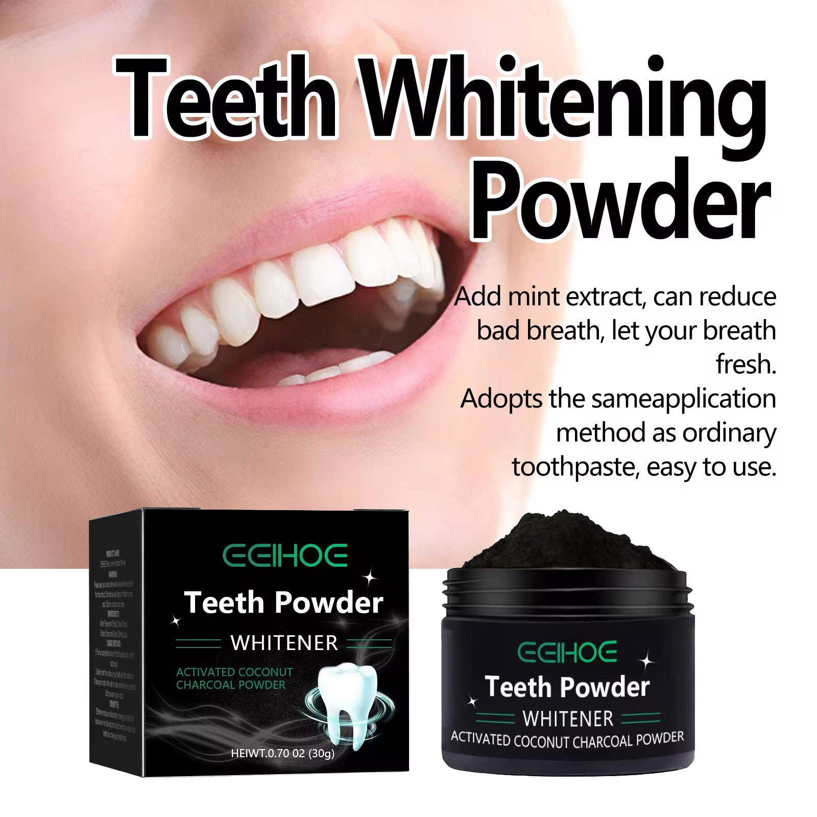 Bubuk Arang EELHOE untuk Produ - Whitening Powder Activated ulasan dan harga