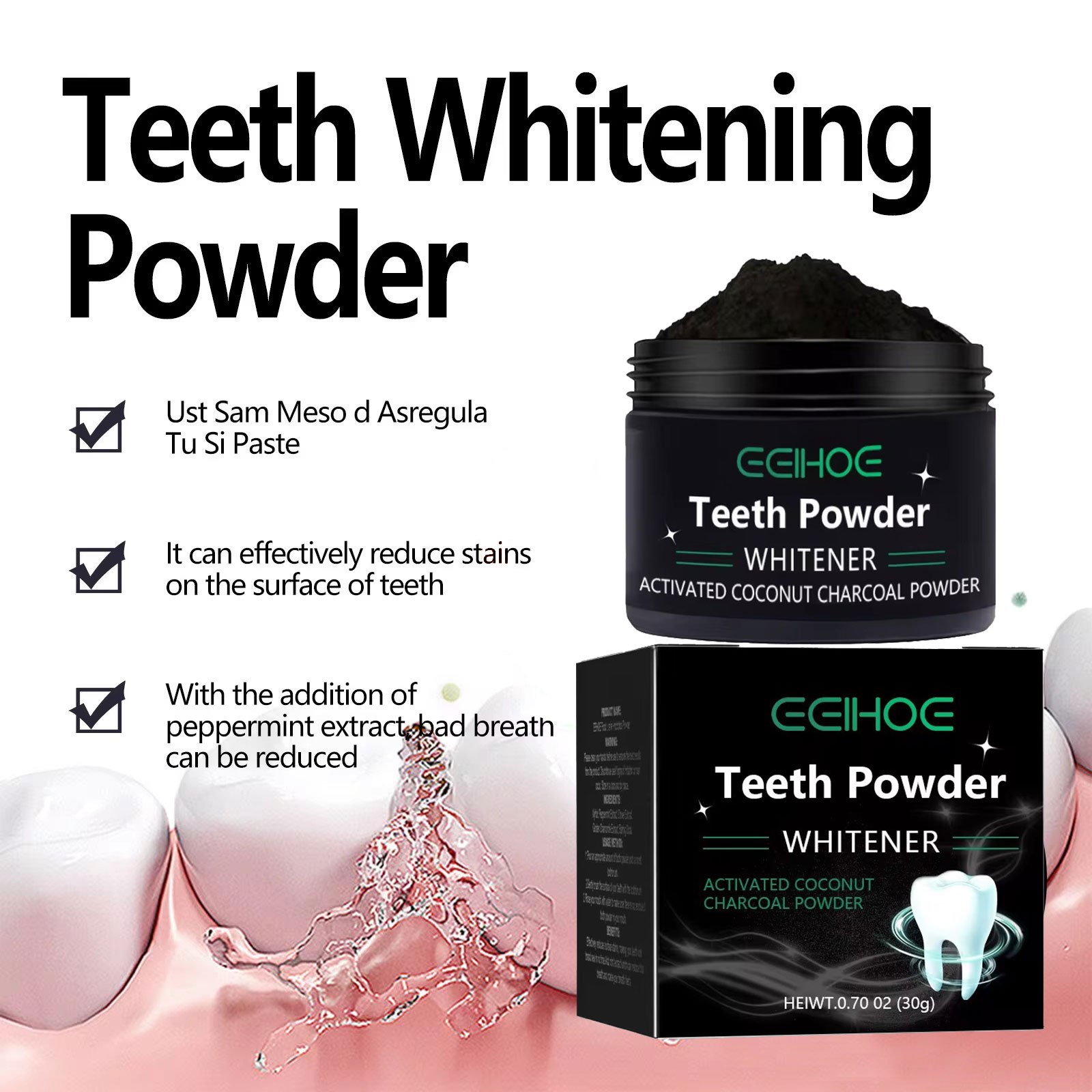 Bubuk Arang EELHOE untuk Produ - Whitening Powder Activated ulasan dan harga