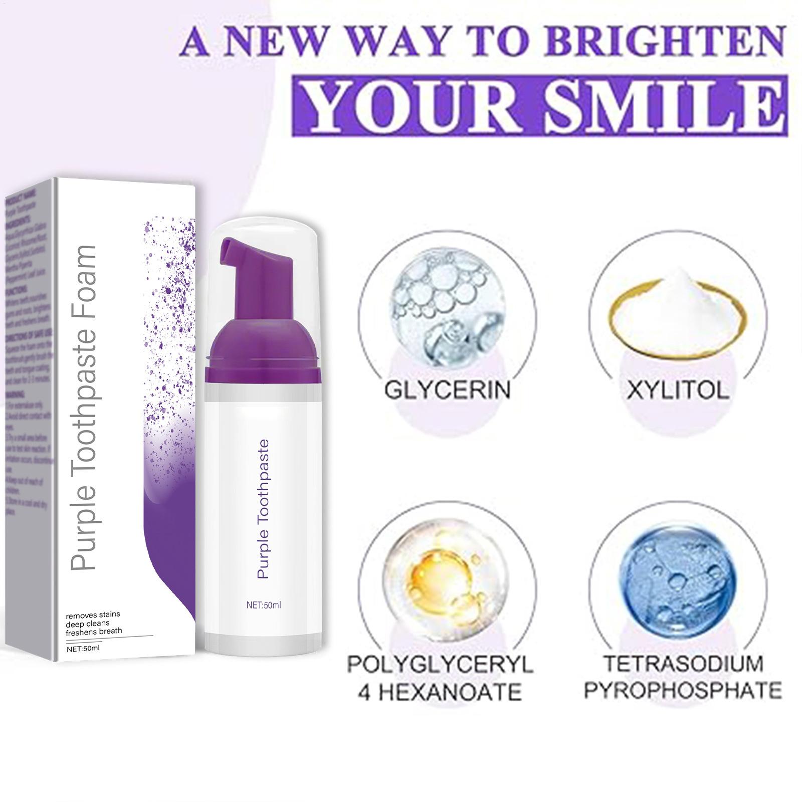 Pasta Gigi Pemutih Ungu 50ml P - Teeth Whitening Foam ulasan dan harga